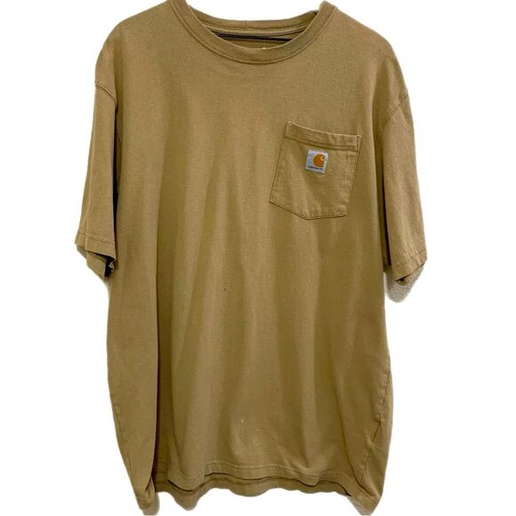 Carhartt T-Shirt Men’s Large Tall Khaki Short Sleeve Loose Fit. - Picture 1 of 12
